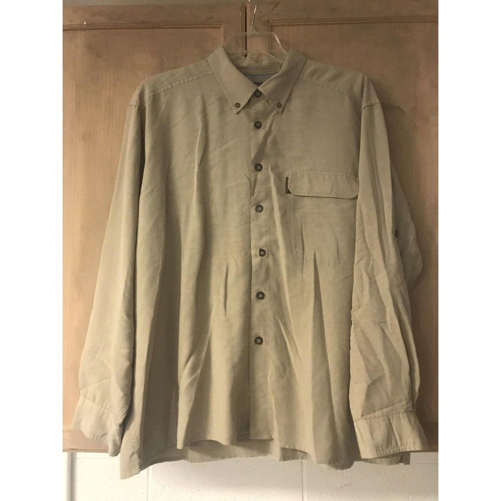 Weatherproof Garment Co Men's Brown‎ Cream Long Sleeve Button Down Shirt Size XL